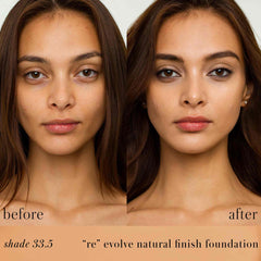 RMS Beauty ReEvolve foundation before and after on medium skin shade 33.5 2