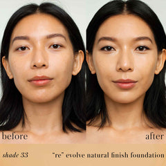 RMS Beauty ReEvolve foundation before and after on medium skin shade 33 2