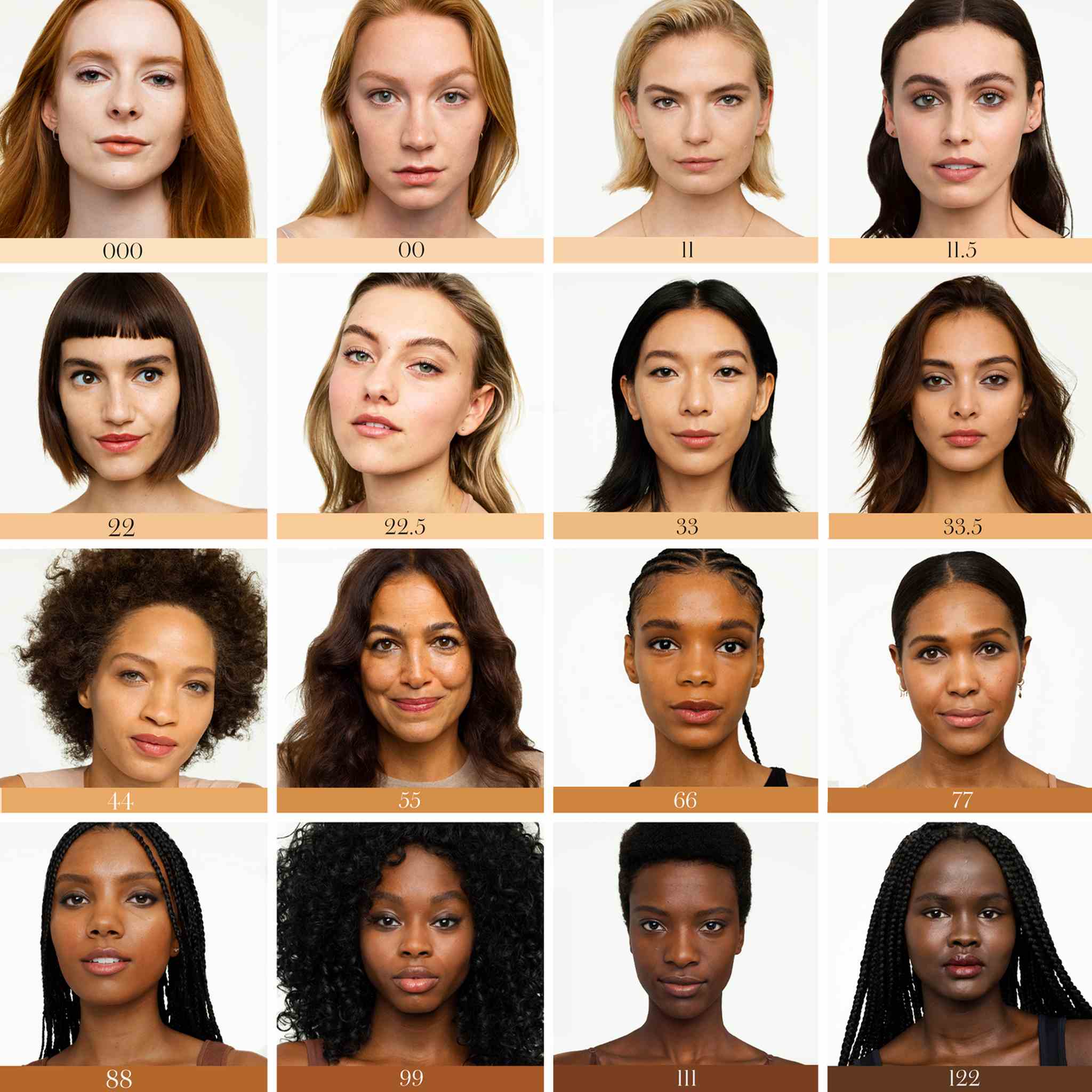 RMS Beauty ReEvolve foundation shade finder with sixteen shades on diverse skin tones 5
