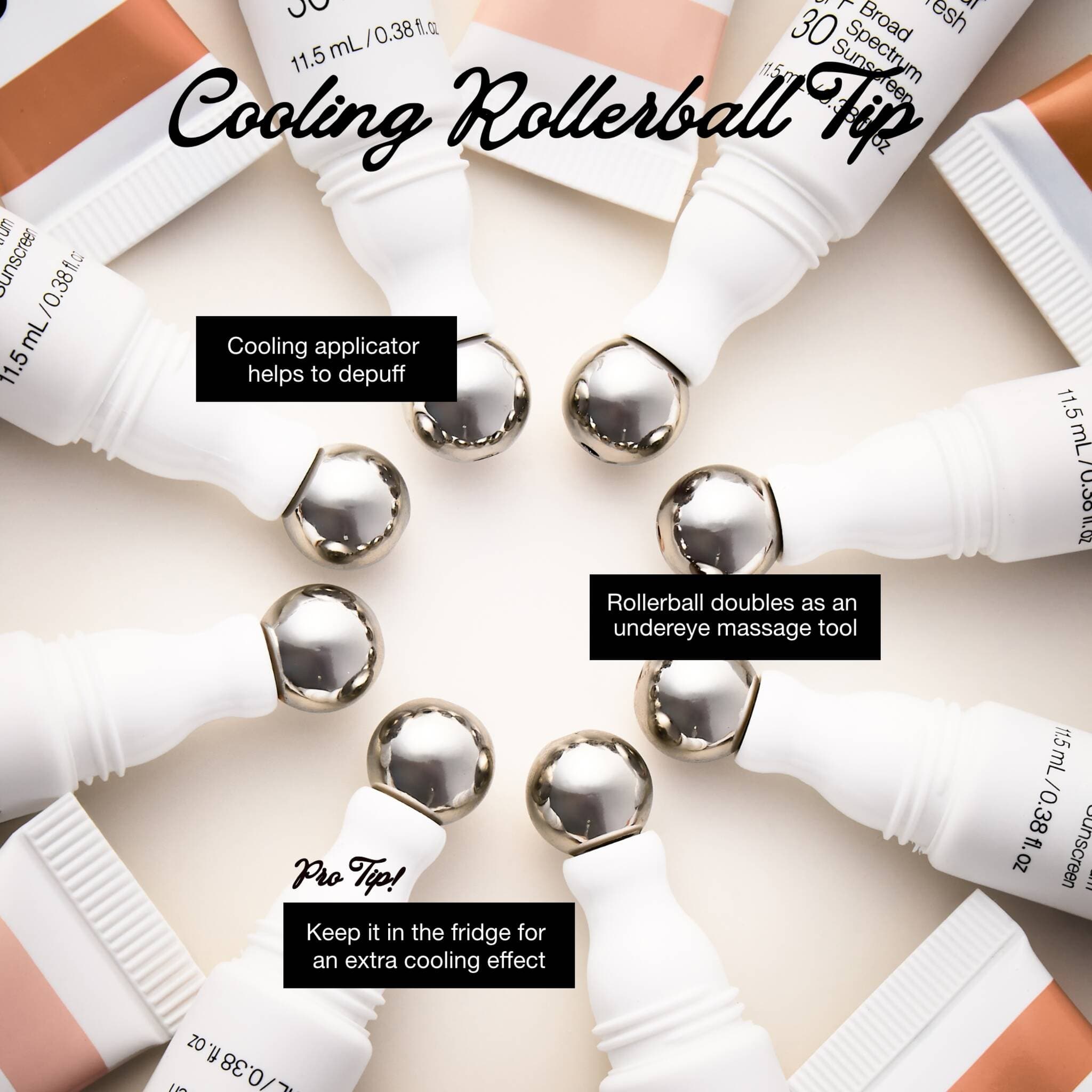 Cooling rollerball applicator tips for depuffing and undereye massage 6