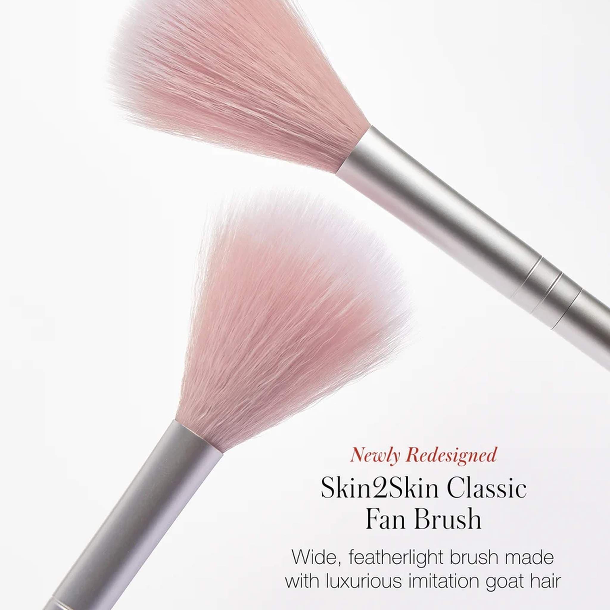 Two Skin2Skin Classic Fan Brushes showing soft imitation goat hair bristles
