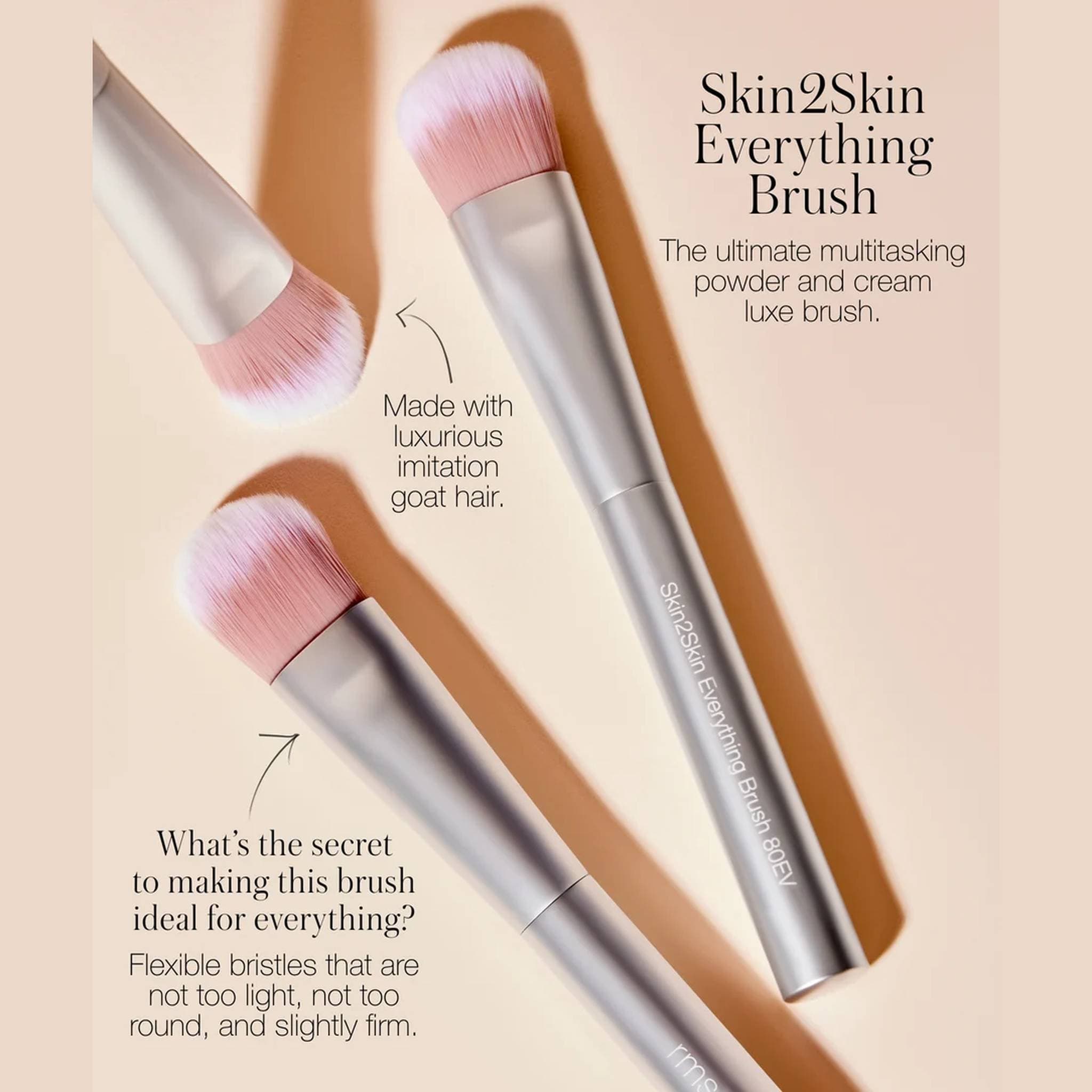 Skin2Skin Everything Brush shown from three angles with bristle and handle details