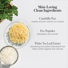 Key ingredients candelilla wax pro-peptides and white tea leaf extract