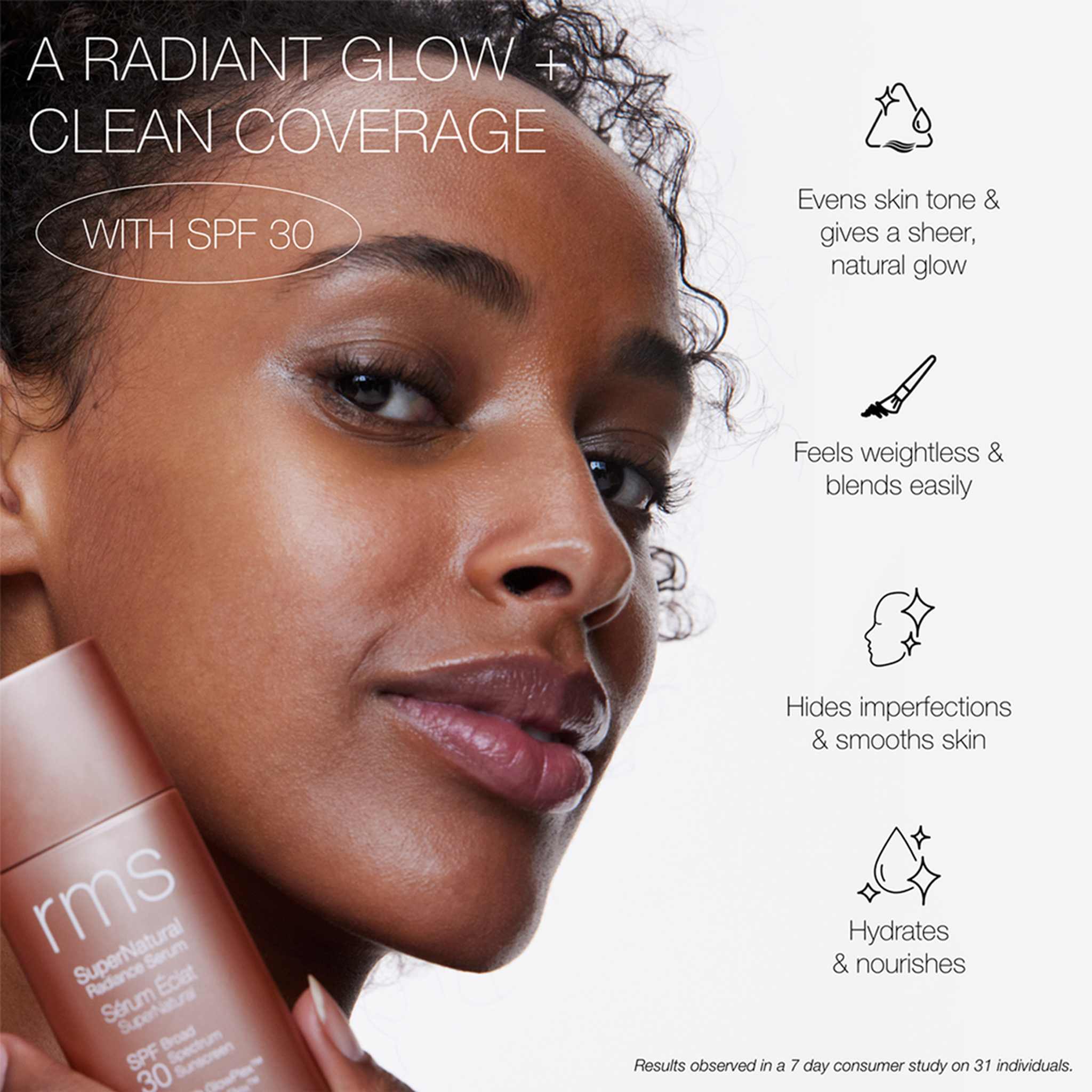 RMS Beauty SuperNatural Radiance Serum radiant glow and clean coverage claims 3