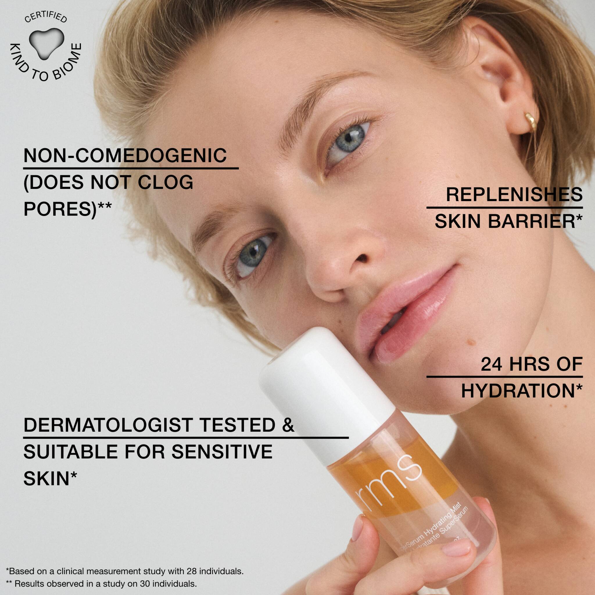 Clinical claims showing 24 hours hydration and non comedogenic formula