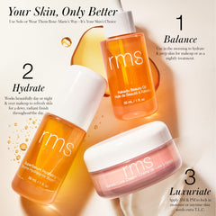 Three step skincare routine with mist oil and moisturizer