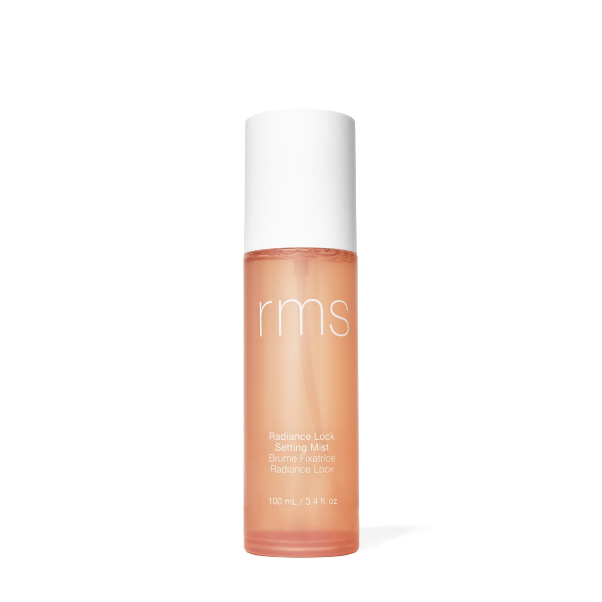 RMS Beauty Radiance Lock Setting Mist 100ml spray bottle on white background