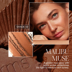 Malibu Muse shade description a golden hour glow for light to medium skin tones 3