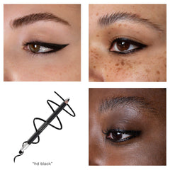 Straight Line Kohl Eye Pencil HD Black liner applied on four eyes with product 2