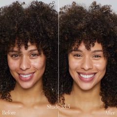 Before and after using Un Cover-Up Concealer in shade 33.5 on curly haired model 3