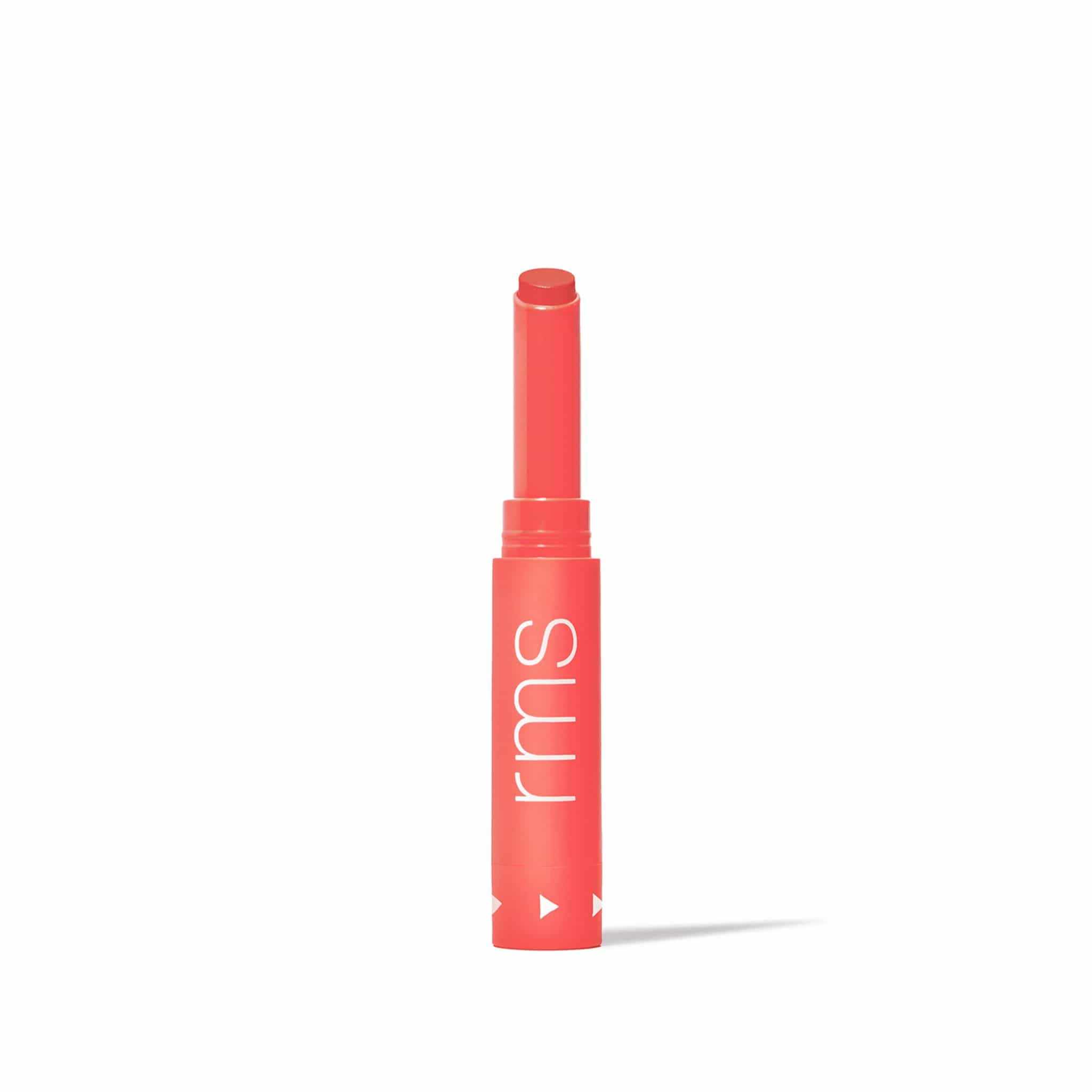RMS Beauty lipstick in Ruby Moon shade with rms logo on tube 1