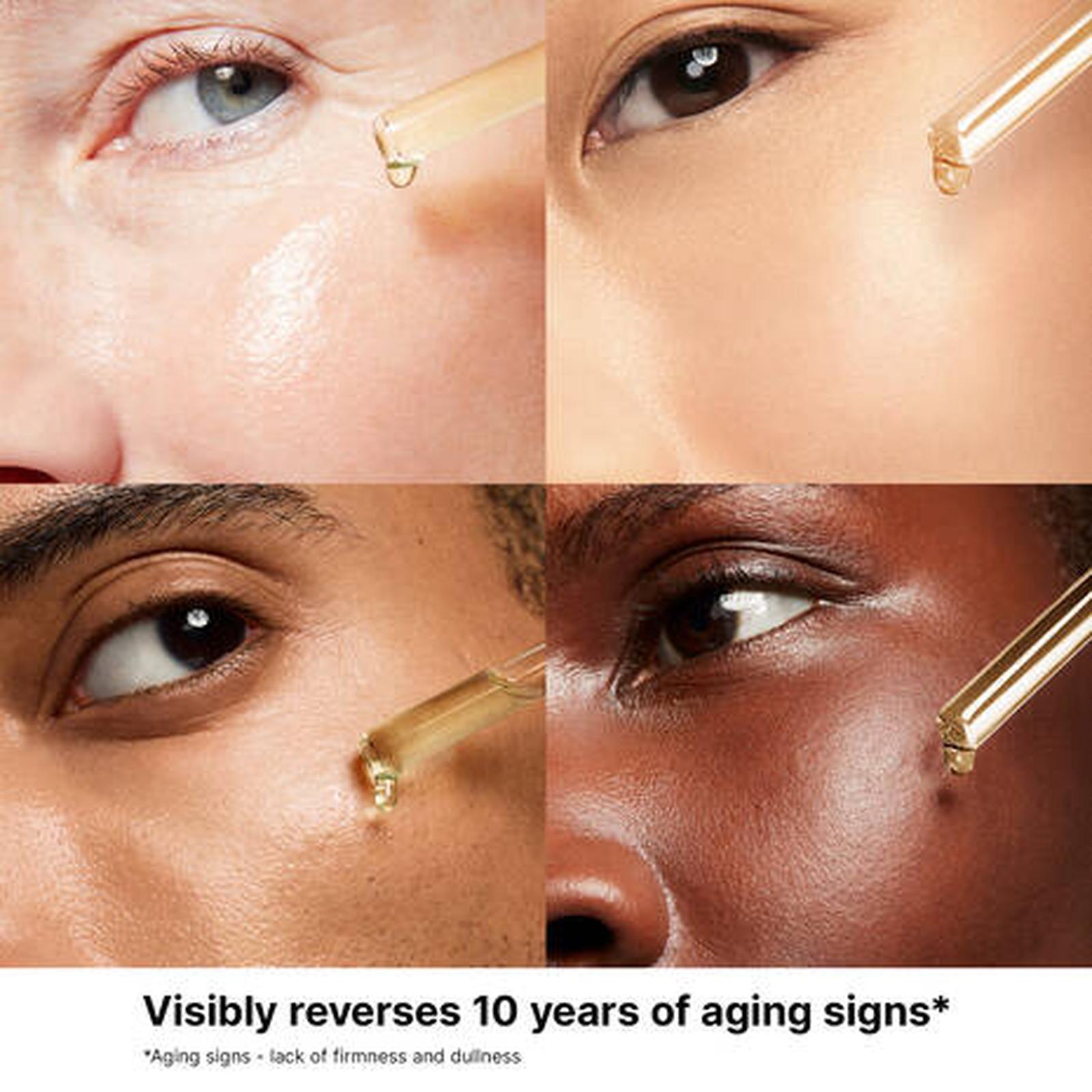 Close up of eye area showing reduced wrinkles and dullness