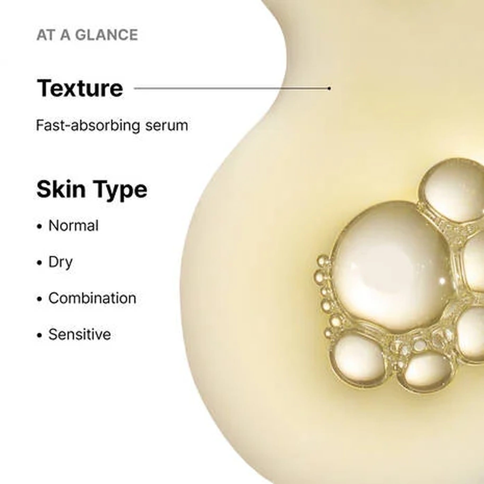 Fast absorbing vitamin C serum texture for normal dry combination and sensitive skin