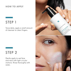 How to apply SkinCeuticals Gentle Cleanser Cream twice daily to wet face and neck in light circular motions