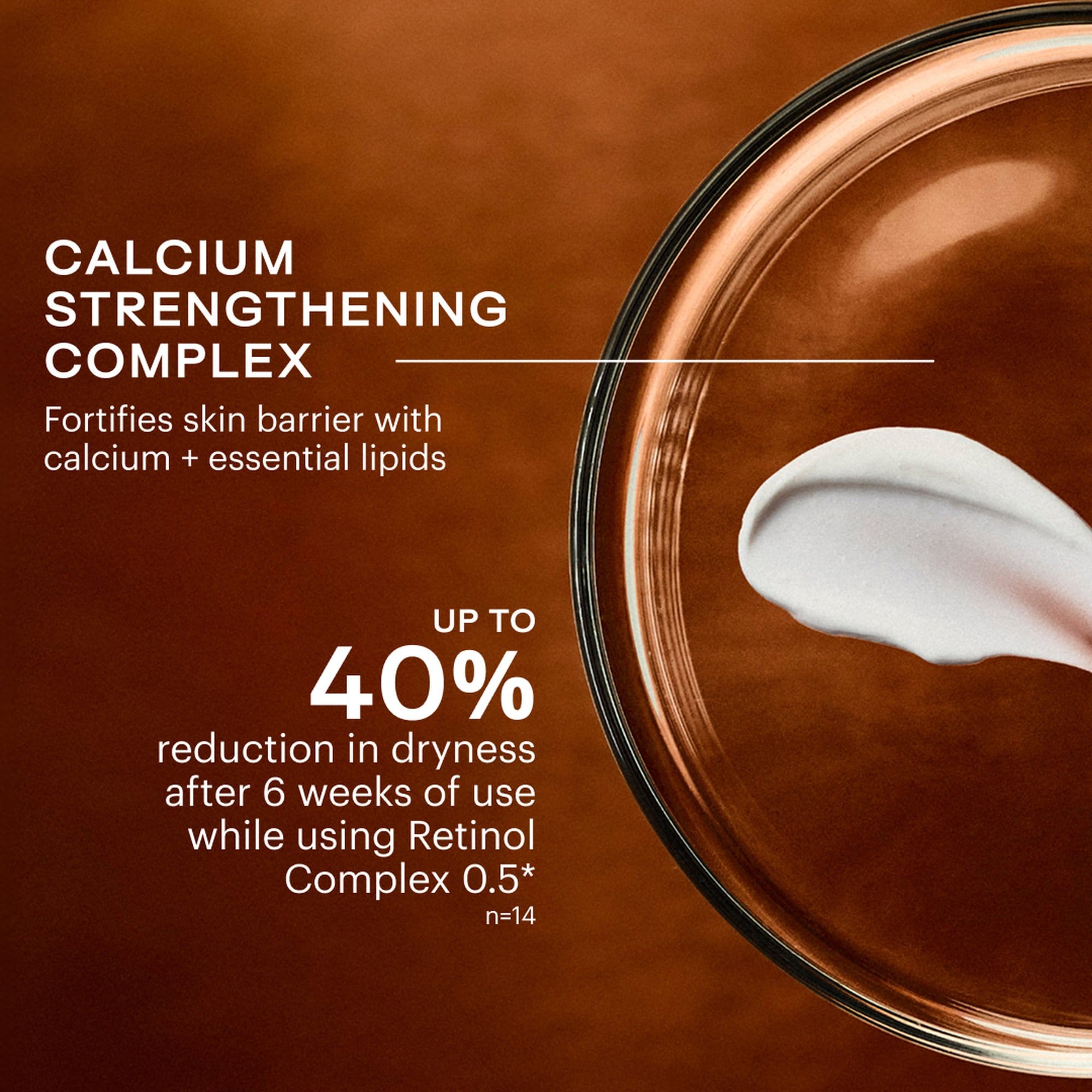 Calcium Strengthening Complex reduces dryness up to 40 percent in six weeks
