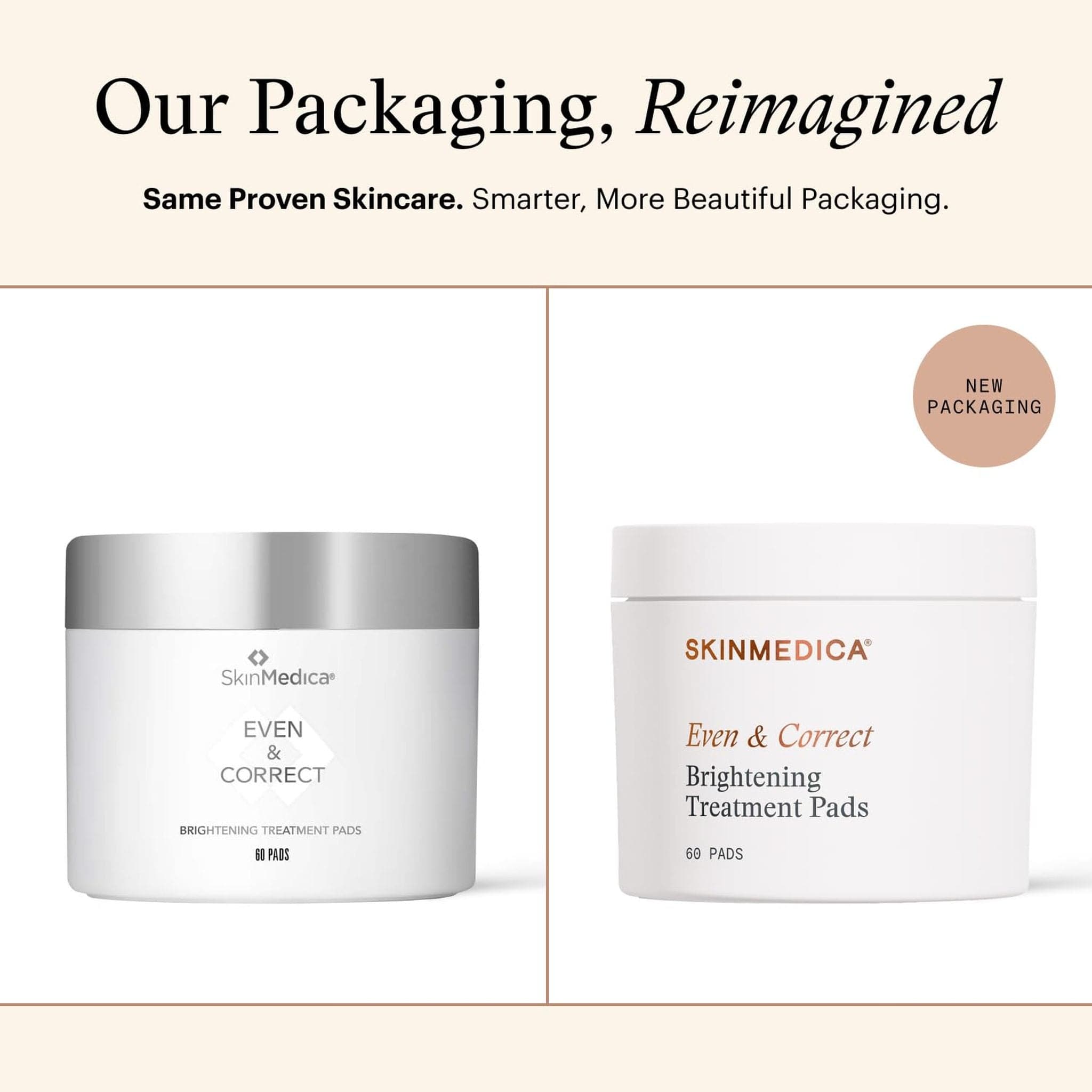 Before and after clinical results showing skin improvements at week 2 using SkinMedica Even & Correct Brightening Treatment Pads