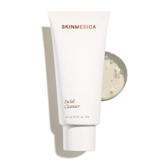 SkinMedica Facial Cleanser 177ml white tube with gel texture swatch

