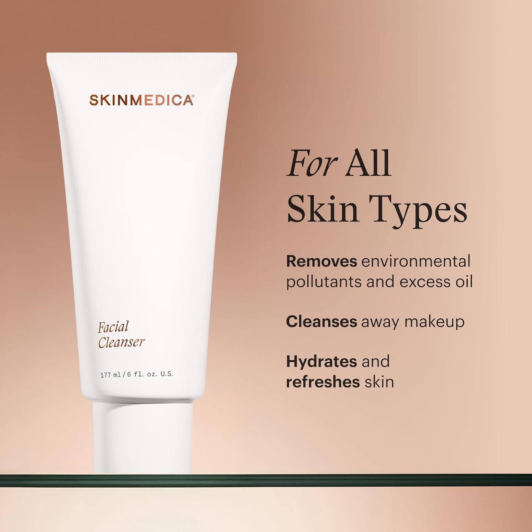 SkinMedica Facial Cleanser removes pollutants oil and makeup for all skin types
