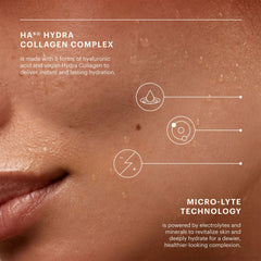 SkinMedica HA5 Hydra Collagen Facial Mist ingredient infographic showing 5 forms of hyaluronic acid and Micro-Lyte Technology