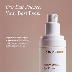 SkinMedica Instant Bright Eye Cream pump that helps reduce dark circles and puffiness