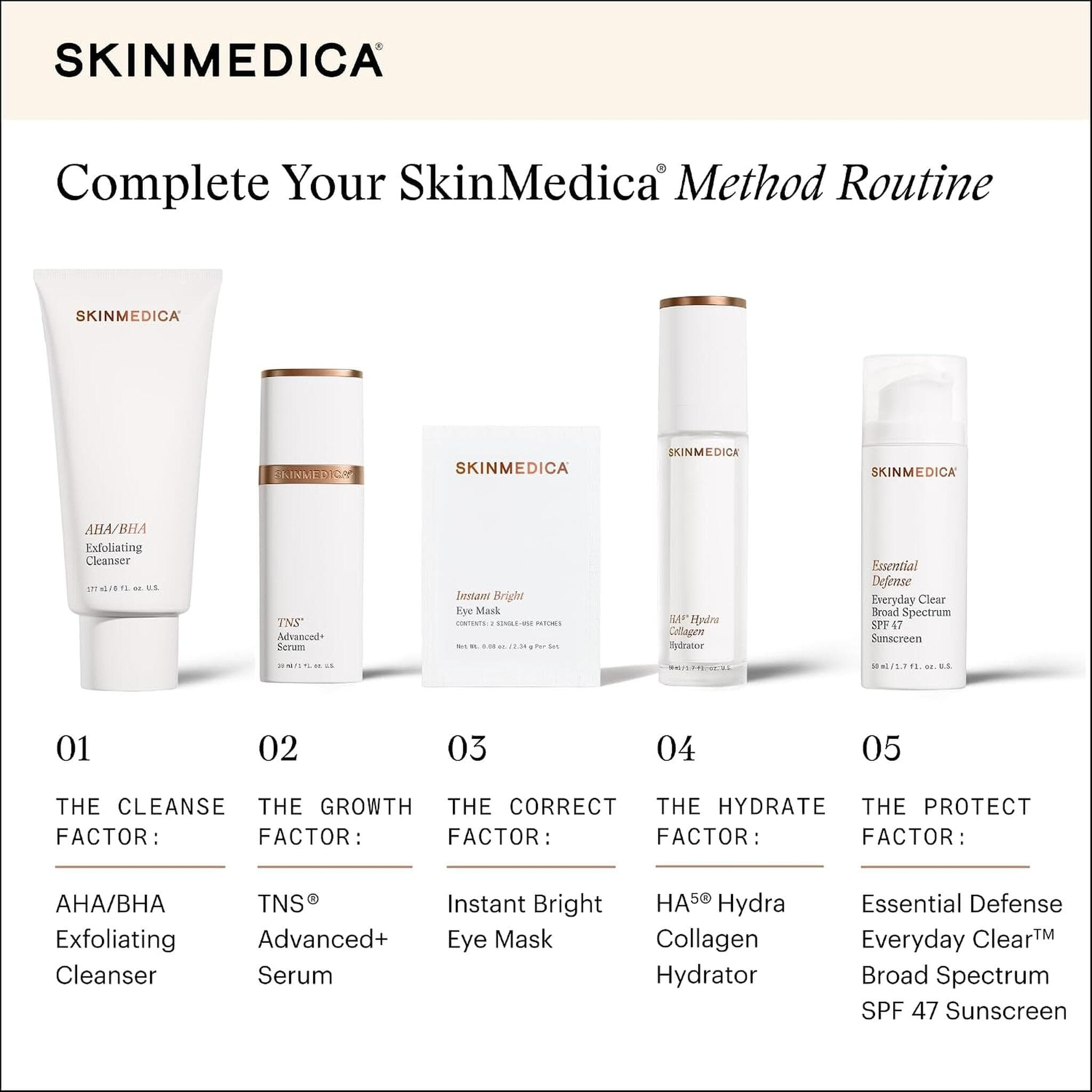 SkinMedica five-step Method routine featuring Instant Bright Eye Mask