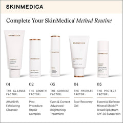 SkinMedica Method skincare routine with cleanser repair complex brightening treatment Scar Recovery Gel and SPF 35