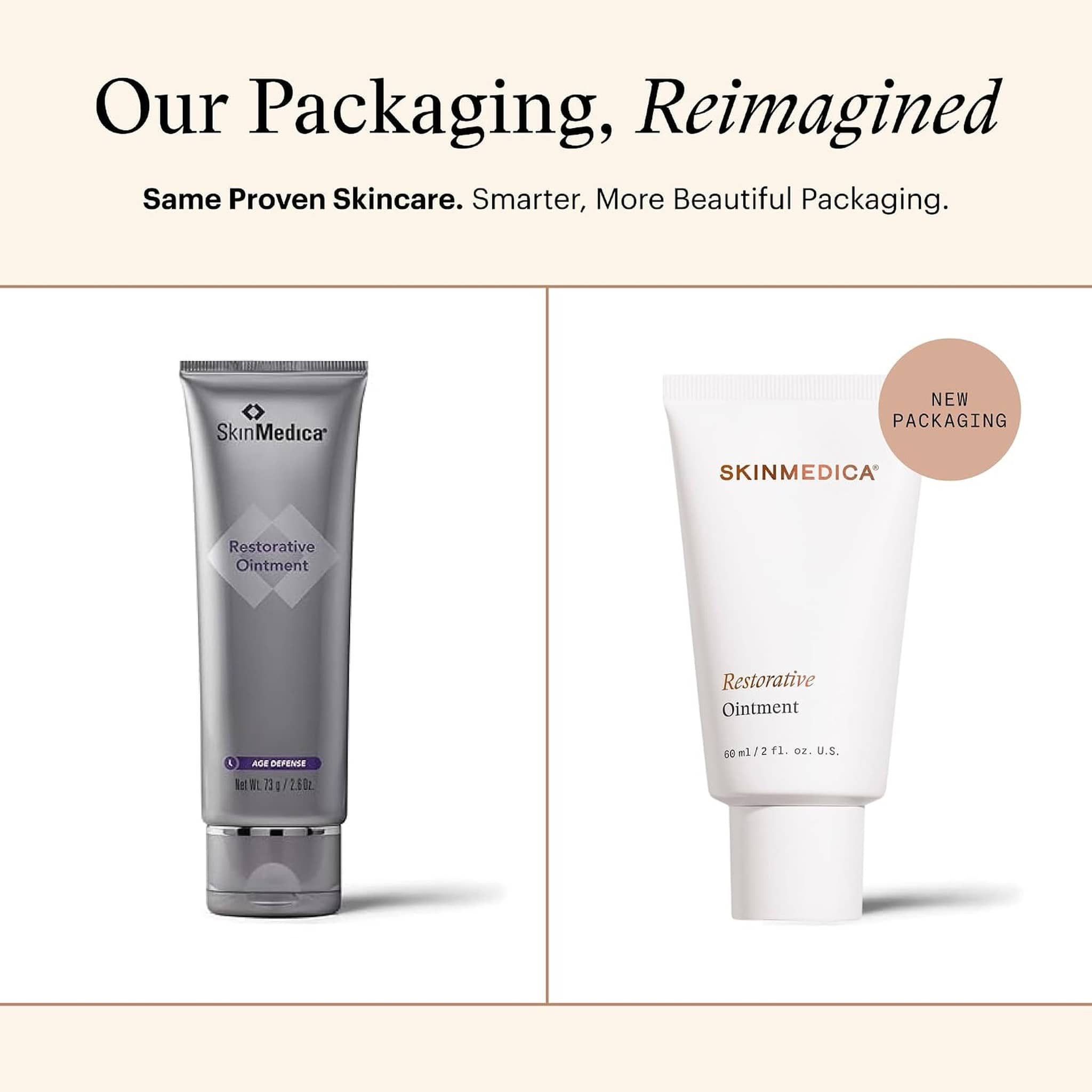 SkinMedica Restorative Ointment new packaging versus original design