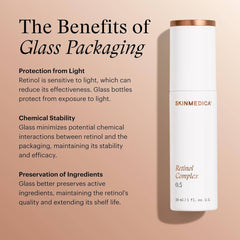 SkinMedica Retinol Complex 0.5 glass bottle – light protection and ingredient stability