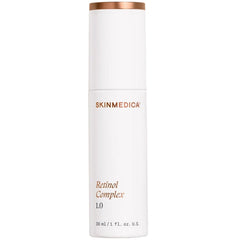 SkinMedica Retinol Complex 1.0 30ml anti-aging serum white bottle with bronze cap on white background