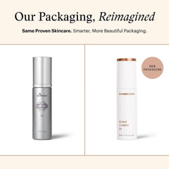 SkinMedica Retinol Complex 1.0 old silver packaging vs new white bottle with bronze cap side by side