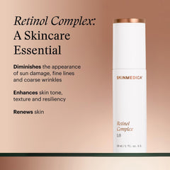 SkinMedica Retinol Complex 1.0 skincare essential diminishes fine lines sun damage and renews skin