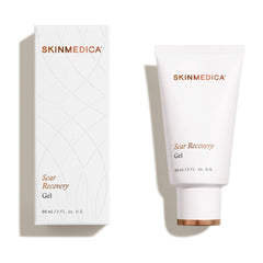 SkinMedica Scar Recovery Gel 2 fl oz tube beside its embossed white retail box