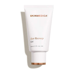 SkinMedica Scar Recovery Gel white tube with bronze cap on a white background