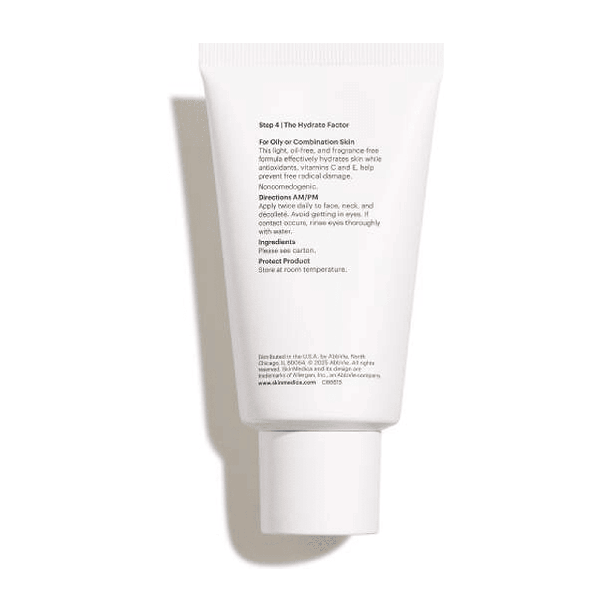 Back of SkinMedica Ultra Sheer Moisturizer tube with directions for oily skin