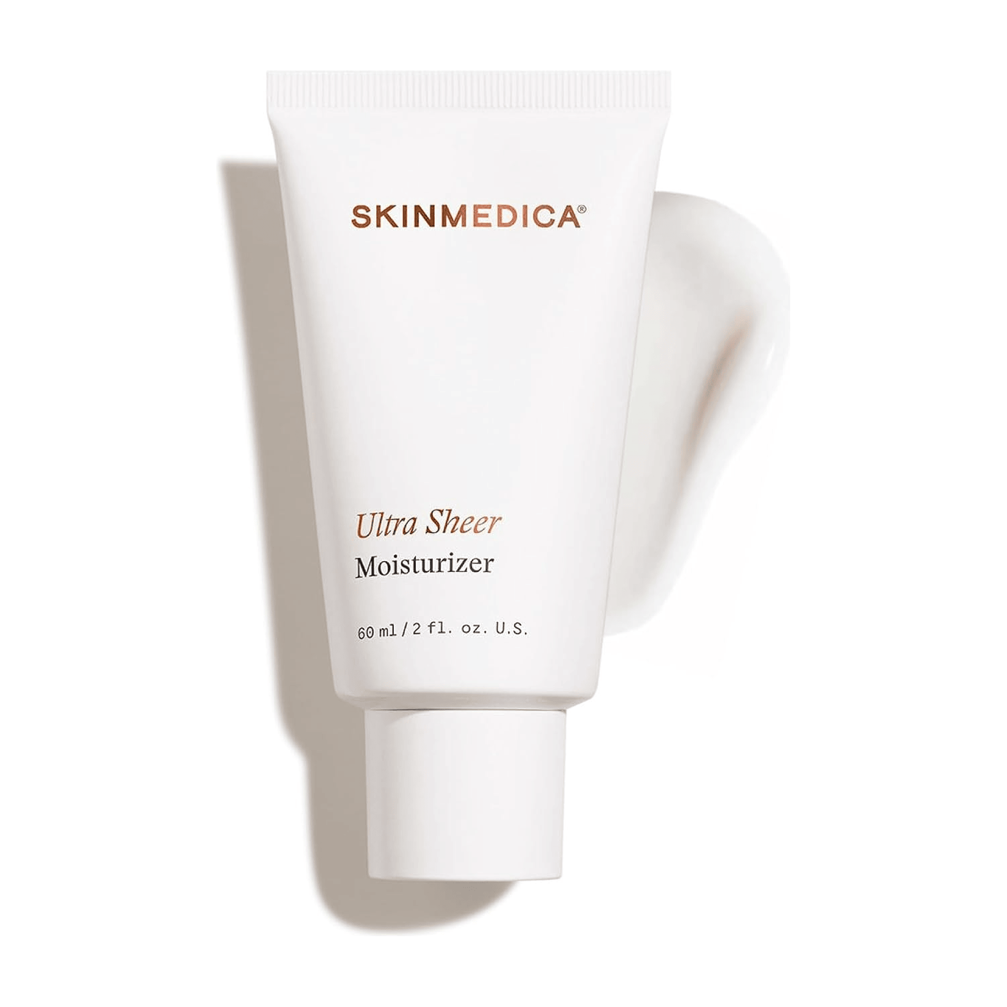 SkinMedica Ultra Sheer Moisturizer tube with lightweight cream swatch