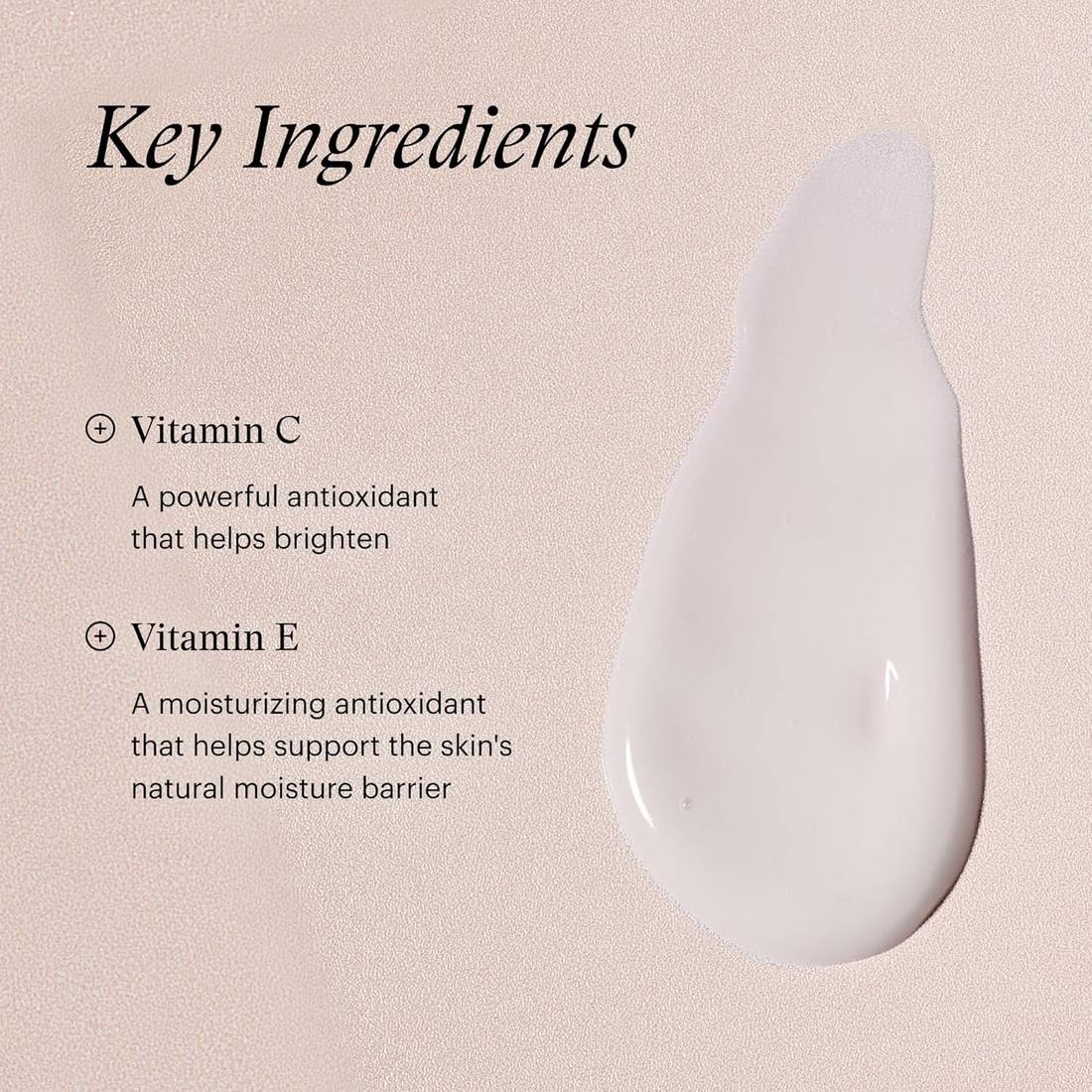 SkinMedica Vitamin C+E Complex key ingredients vitamin C and vitamin E with cream swatch