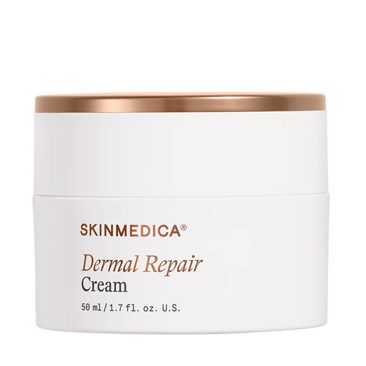 SkinMedica Dermal Repair Cream 50ml white jar with rose gold lid front label view on white background