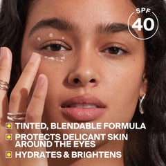 Tinted blendable eye cream protects delicate skin around the eyes