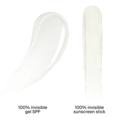 Invisible gel SPF and invisible sunscreen stick texture comparison