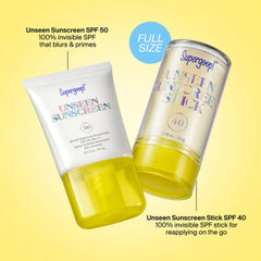 Unseen Sunscreen SPF 50 and Unseen Sunscreen Stick SPF 40 full size
