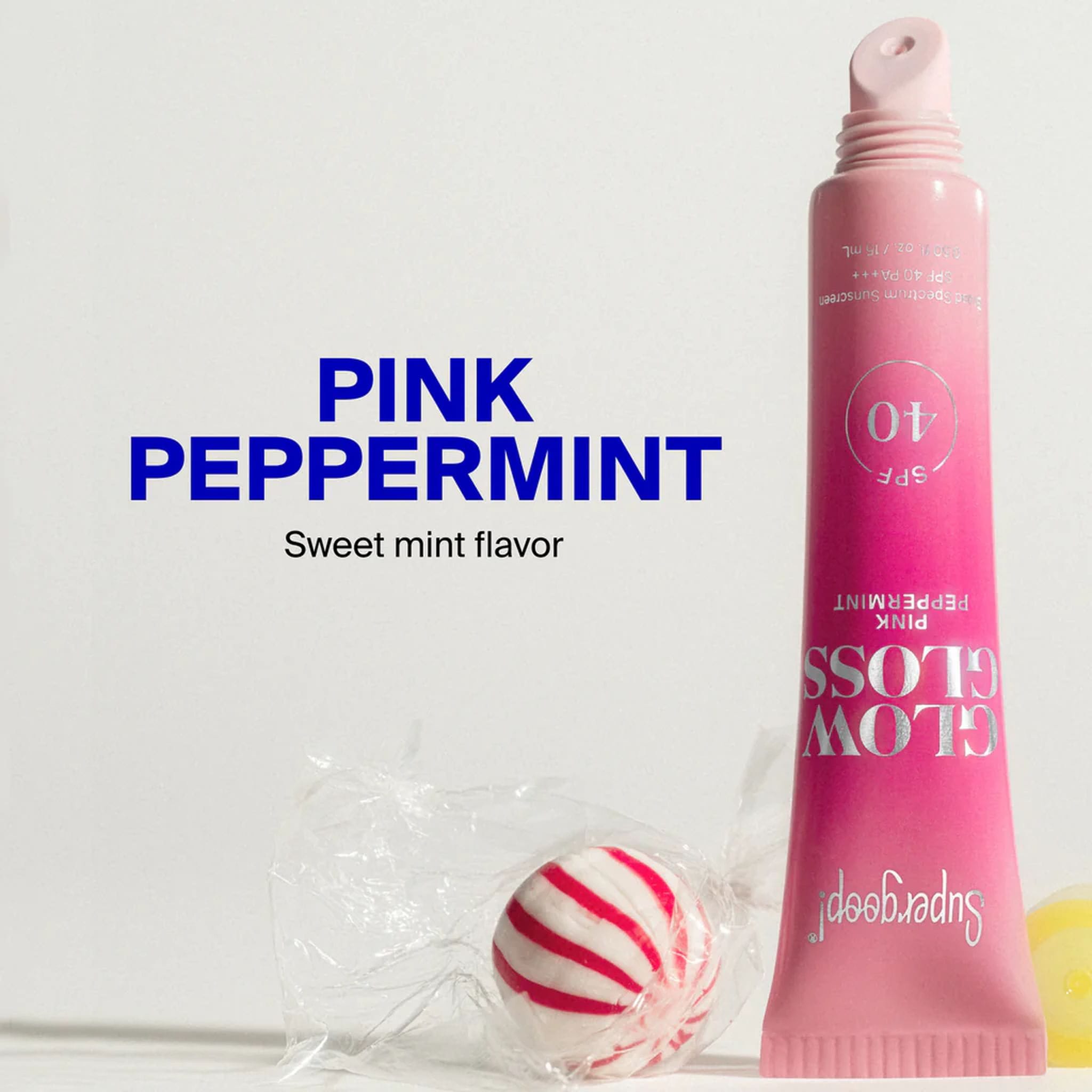 Pink Peppermint sweet mint flavored SPF lip gloss 2