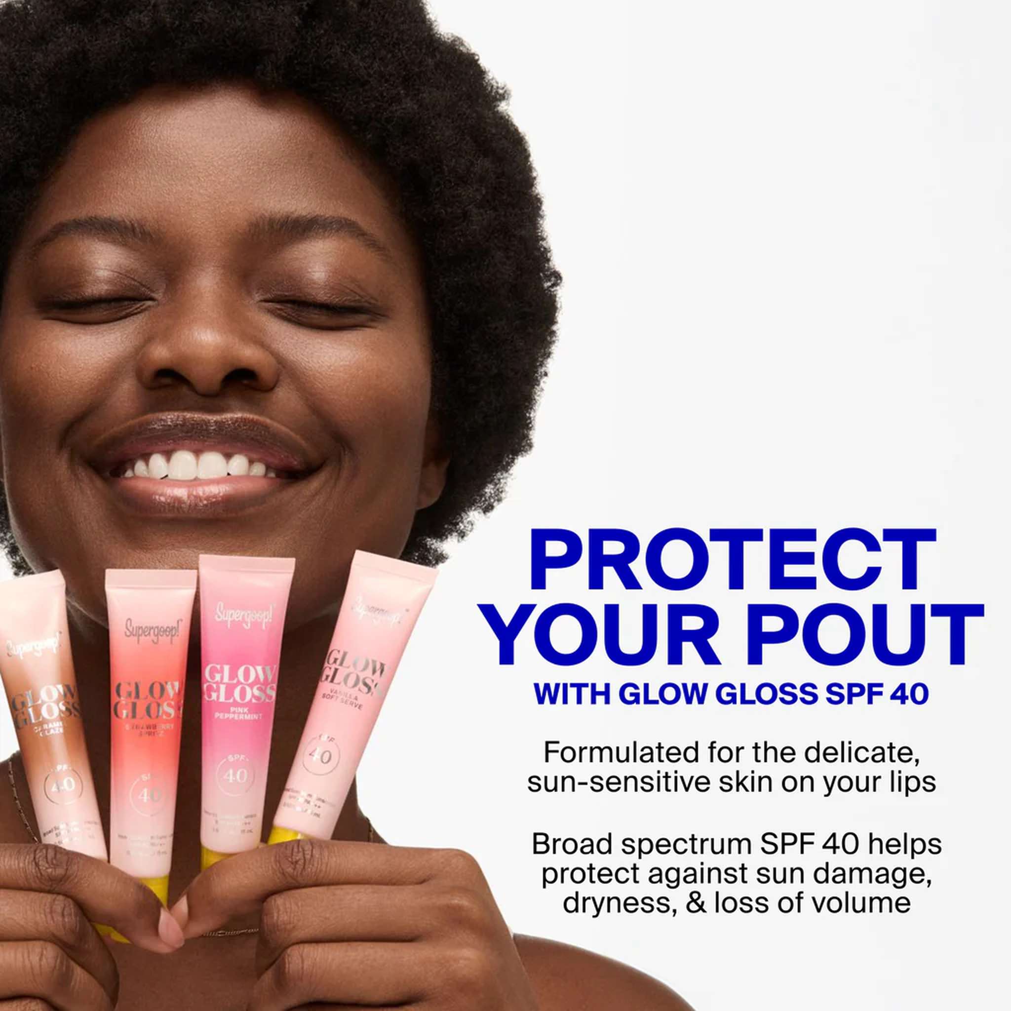 Full Glow Gloss SPF 40 lineup protects lips from sun damage 5