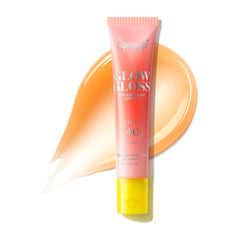 Supergoop Glow Gloss SPF 40 in Strawberry Spritz with swatch 1