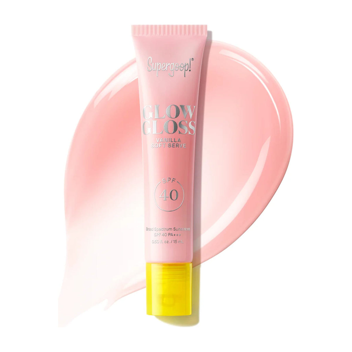 Supergoop Glow Gloss SPF 40 in Vanilla Soft Serve with swatch 1