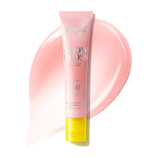 Supergoop Glow Gloss SPF 40 in Vanilla Soft Serve with swatch 1