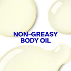 Non-greasy Supergoop Glow Oil SPF 50 body oil texture swatches on a white background