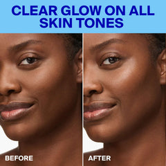 Clear glow on all skin tones before and after Glow Stick application