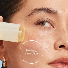 No drag easy glide SPF stick applied near the eye