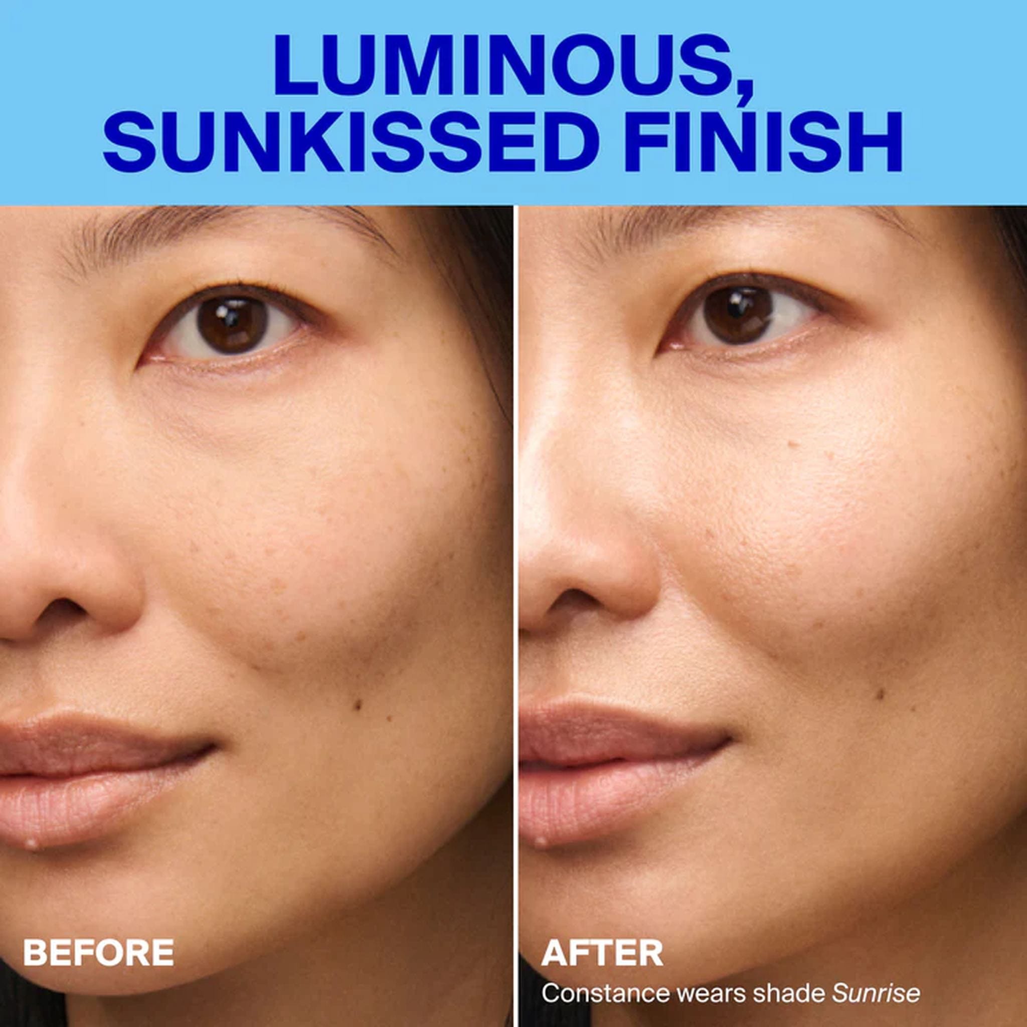 Before and after using Supergoop Glowscreen SPF 40 for a luminous sunkissed finish 4