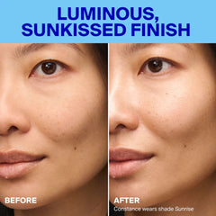 Before and after using Supergoop Glowscreen SPF 40 for a luminous sunkissed finish 4
